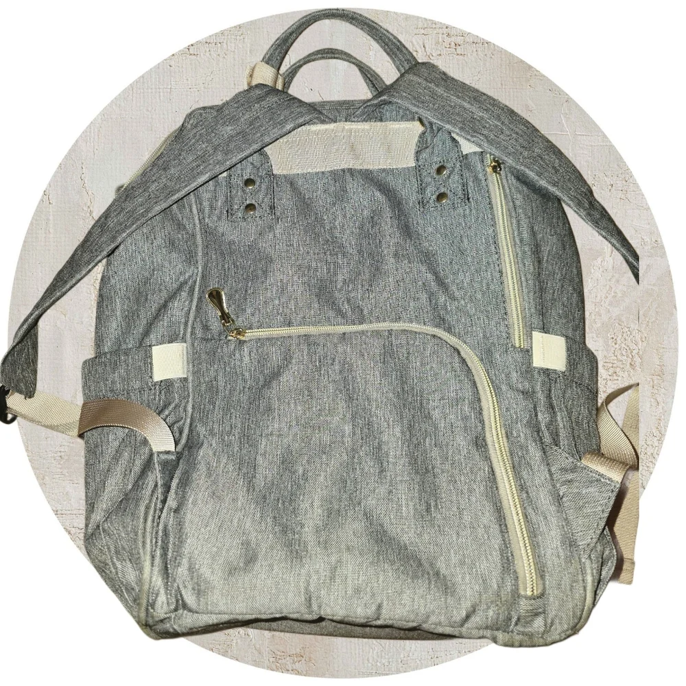 Gray‎ Backpack / Diaper Bag Gold Hardware